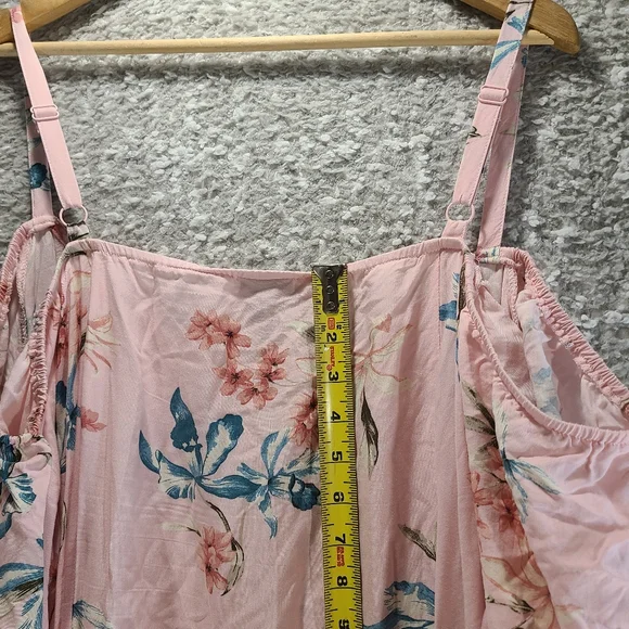 Torrid Mini Challis Cold Shoulder Trapeze Dress Pink Floral Size 4X Viscose - Picture 8 of 15